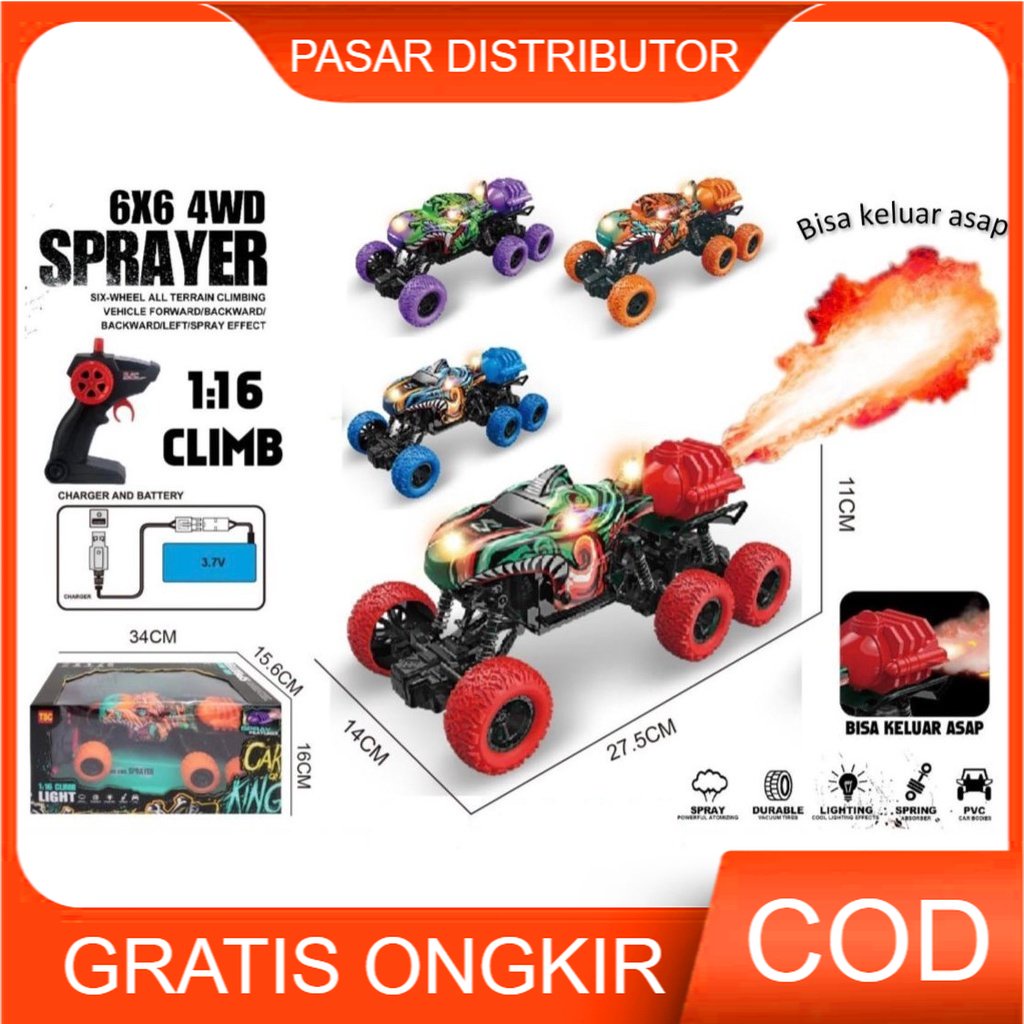 Mainan Anak RC LIGHT CLIMBLING CAR SPRAY Mobil Remote Control 4WD Asap