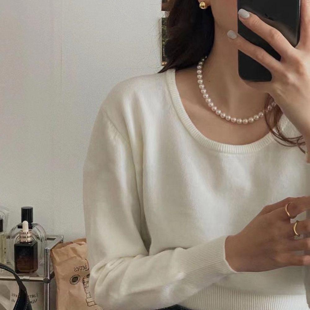 Mxbeauty Kalung Rantai Klavikula Hias Mutiara Besar Gaya Korea Untuk Pernikahan