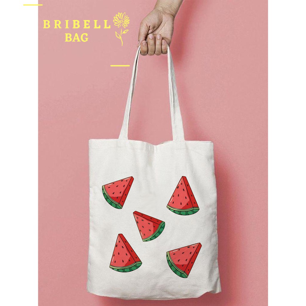 Tote Bag Kanvas Bergambar - Watermelon Fruit Illustration