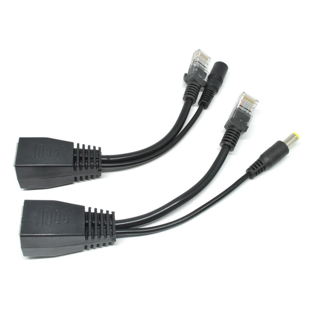 Passive PoE Power Over Ethernet Cable with Male &amp; Female Power Plug