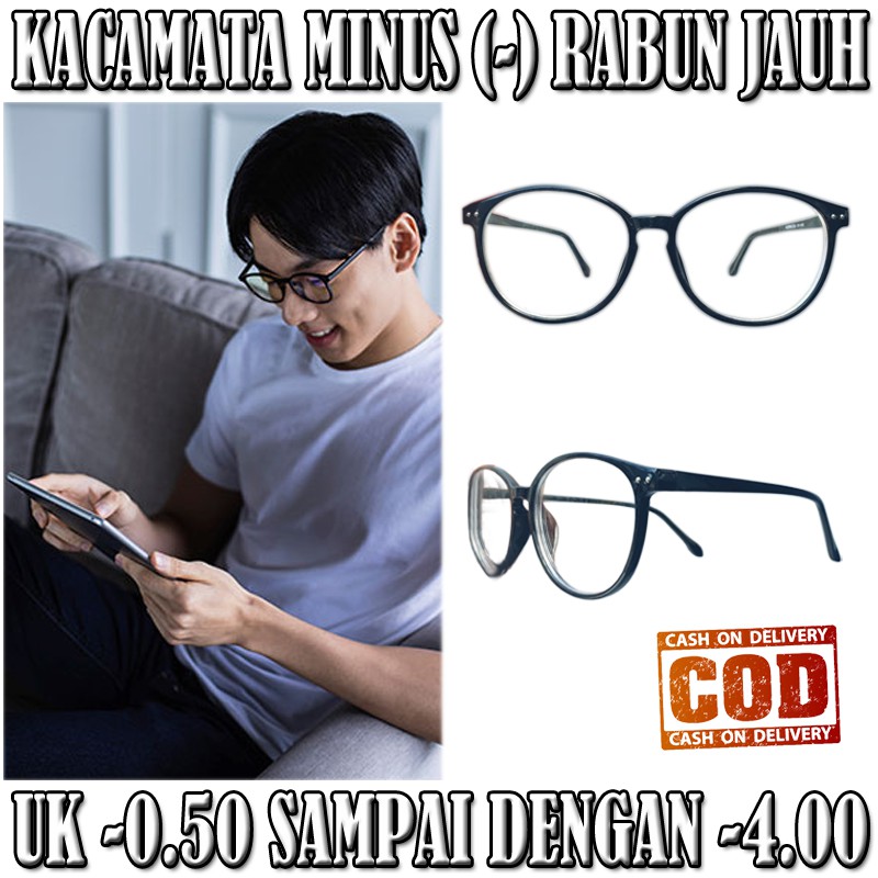 Kacamata Baca Minus (-) Wanita Pria Uk -0.50- -4.00 Kaca mata Minus Bulat Oval Kacamata Rabun Dekat