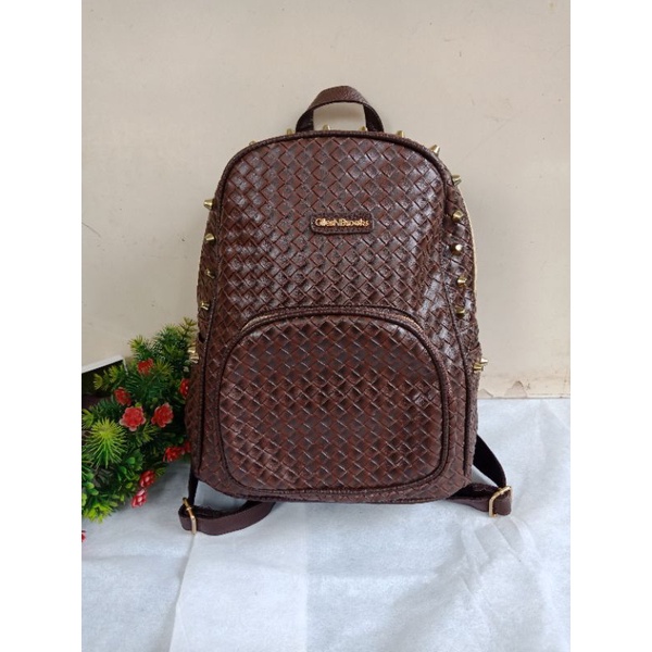 GILES N BROOKS RANSEL KULIT ANYAM CEWE SUPER KEREN,  GILES NBROOKS,  PRELOVED RANSEL KULIT CEWE