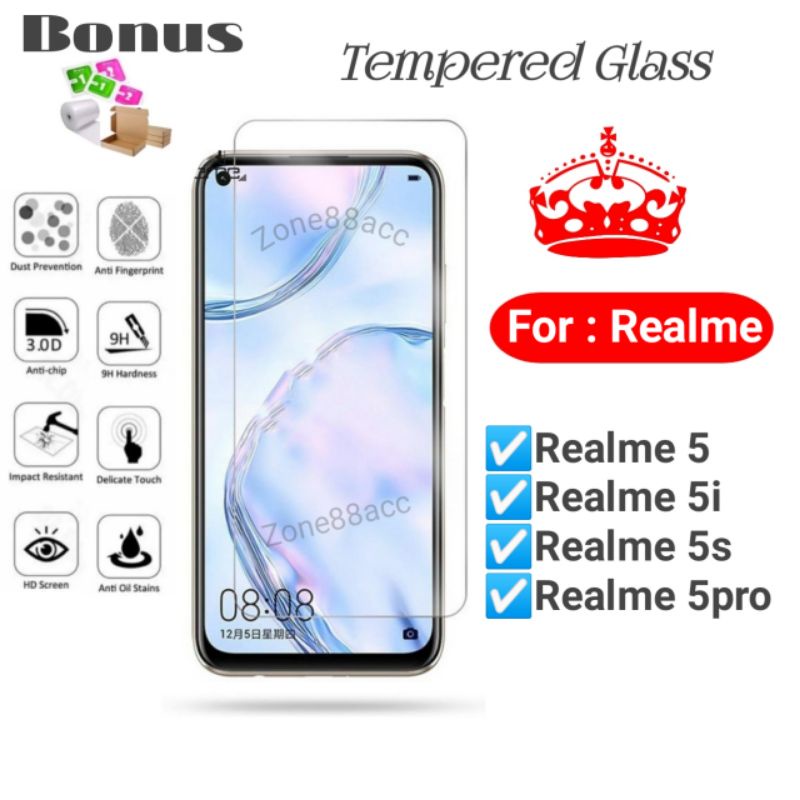 Antigores Tempered glass screen guard protector Realme 5 5i 5s 5pro i s pro TG Bening Antiblue Spy Blue light Full Garskin Lensa Lens Pelindung Layar 9D