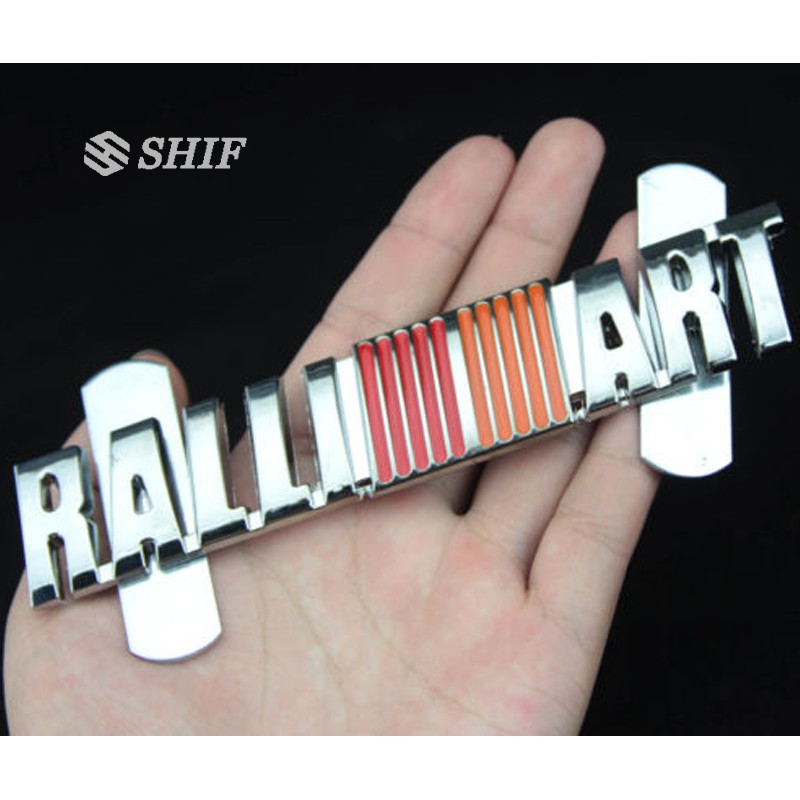 Stiker Emblem / Badge RALLIART Bahan Metal Untuk Grill Depan Mobil Mitsubishi