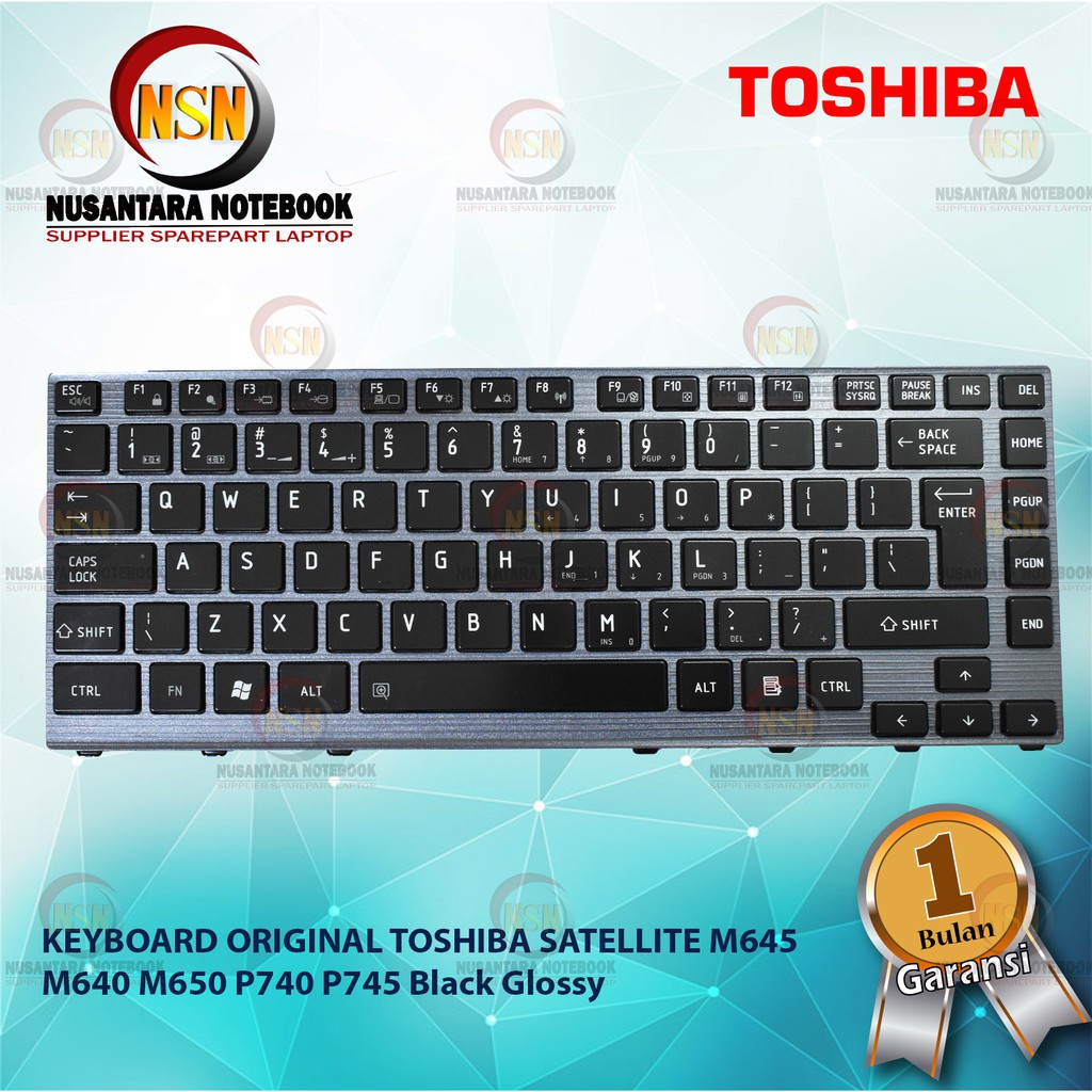 Keyboard Original Toshiba Satellite M640 M645 M650 P740 Black Glossy