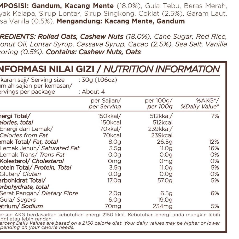 

Promo 1.1|R-1286|Paket Granola Bites 125g x 2 pcs - Cokelat Vanilla & Kelapa Pisang