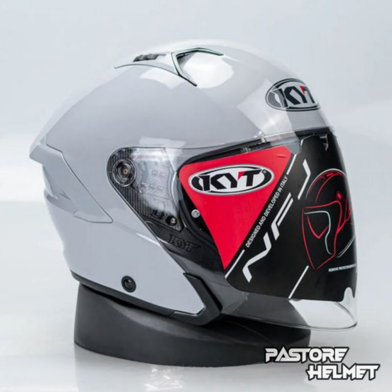 Helm KYT NFJ Plain Asphalt Grey Glosy/ NFJ Solid Gorila Grey / Half Face Original