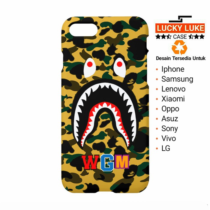 bape 1st camo shark tee case Iphone 7 8 x plus Samsung s9 s8 s7 j5 wgm