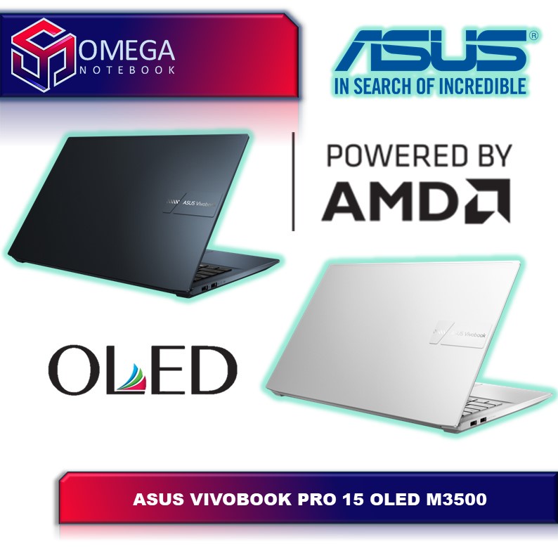 ASUS VIVOBOOK PRO 15 OLED M3500QC - RYZEN 9 5900HX 16GB DDR4 512GB SSD - NVIDIA RTX3050 4GB - 15.6FHD OLED - WINDOWS 11 - M3500QC