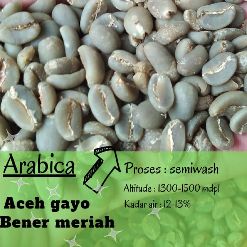 

biji kopi/greenbean arabica Aceh Gayo bener meriah 1kg semiwash