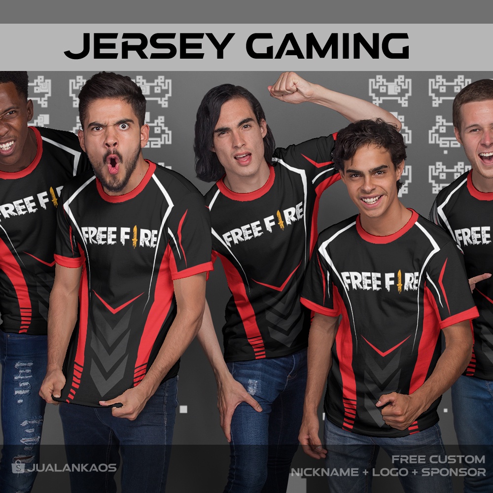 Baju Kaos Jersey Gaming Free Fire 6 Printing Custom - Jersey Custom Esports Indonesia