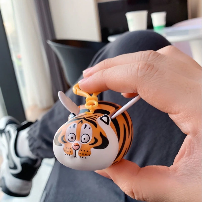 Gantungan Kunci Mobil / Tas Desain Boneka Macan Terbang 3D Dengan Sayap Untuk Pria / Wanita