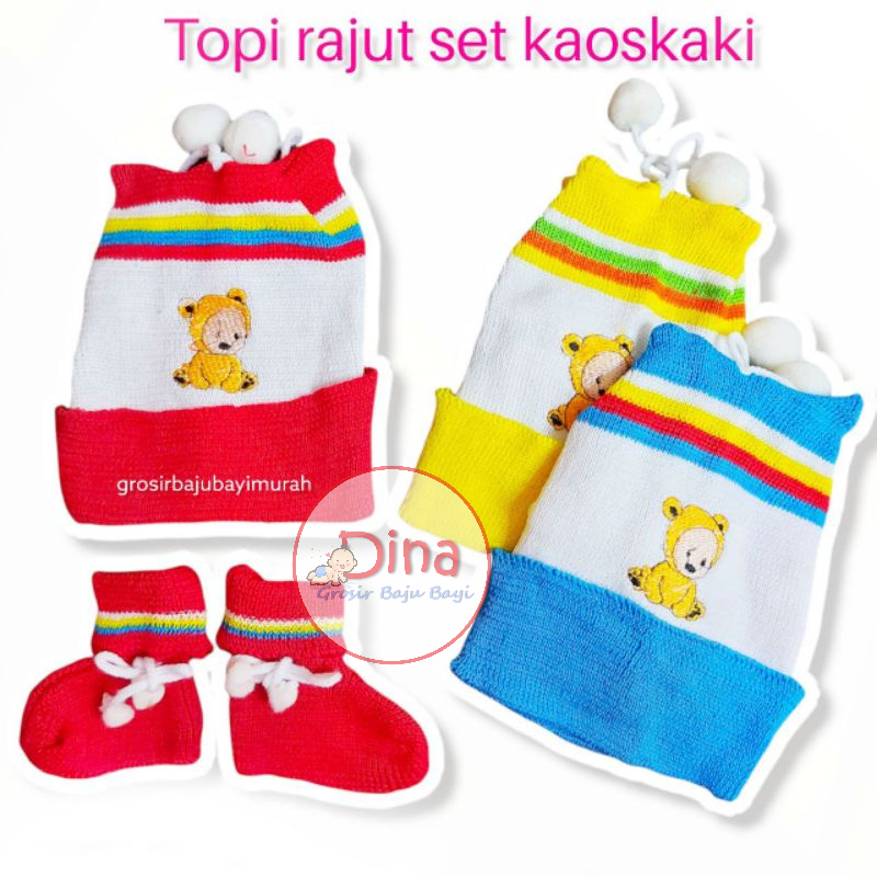 6 SET Topi bayi rajut + kaos kaki KHARISMA