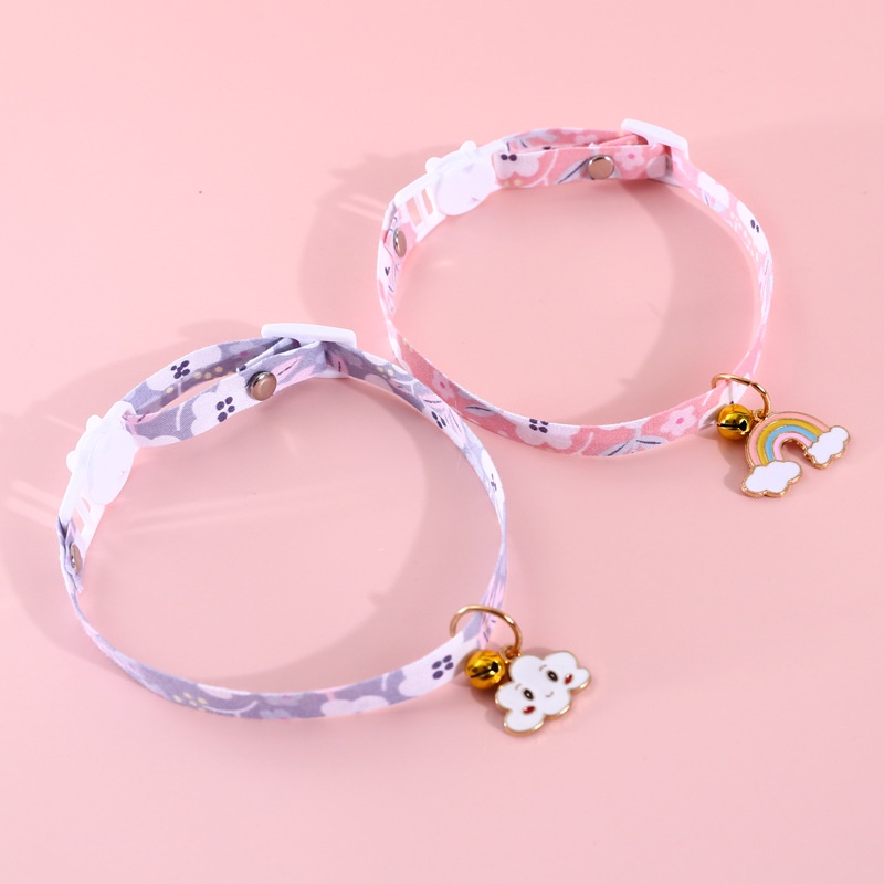 【TK】New Cute Pet Cat Collar Candy Color Rainbow Cloud Cat And Dog Cute Pendant Safety Collar Four Seasons General Pets Supplies