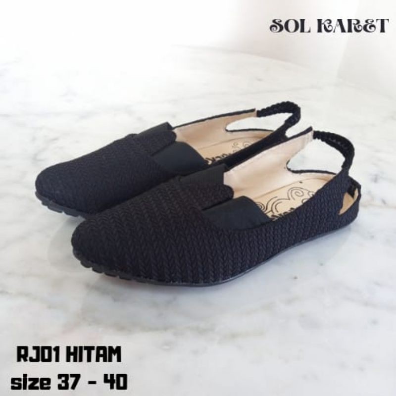 SEPATU FLAT RAJUT KARET BELAKANG SOL KARET ANTI LICIN | TERLARIS