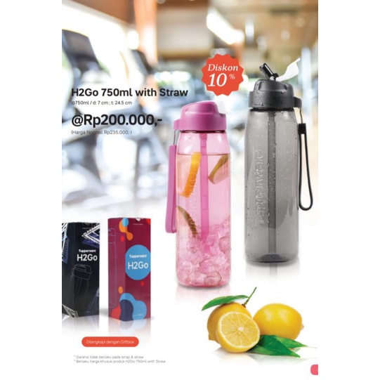 Botol Bagus Tupperware - H2Go 750ml with Straw