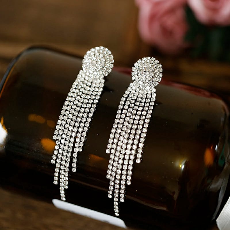 Jurai Earring - Anting Giwang Model Jurai Dengan Kristal + Rumbai Untuk Aksesoris Pengantin / Gaya