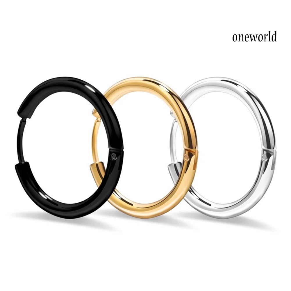 OW@ 1 Pair Stainless Steel Fashion Punk Unisex Ear Hoop Circle Earrings Jewelry Gift