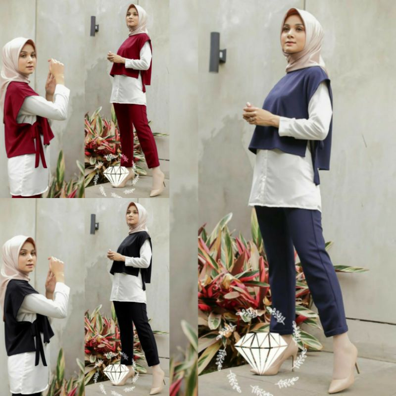ONE SET VENUS 3IN1 ROMPI KEMEJA CELANA PANJANG BAJU SETELAN WANITA TERBARU KEKINIAN