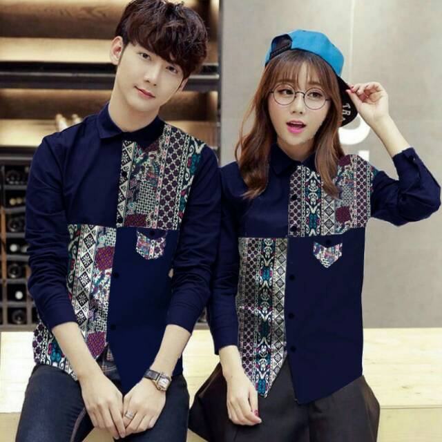 madela navy - baju couple - kemeja couple - grosir couple - baju kemeja couple