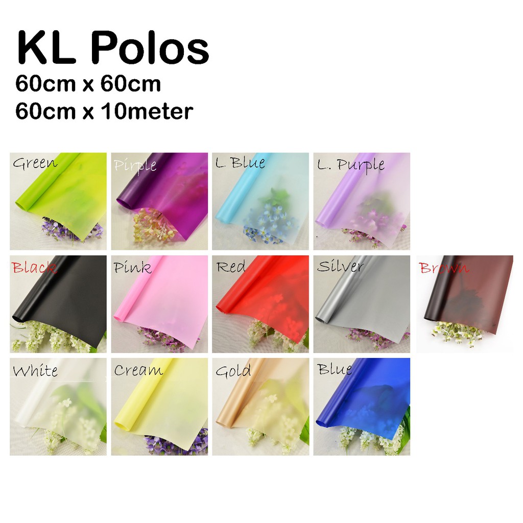 

KL Polos Roll 60cm x 10m - cellophane - buket - mawar - Ketas Bunga Murah