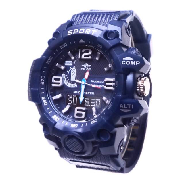 Jam Tangan Pria Kasual Sports Anti Air Pilot Original P-1544 Crono Off