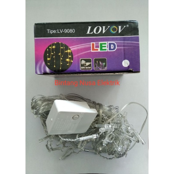 Lovov LV-9080 Lampu Tumblr Tirai Putih/Lampu Tumbler Tirai Putih/Lampu Hias Tirai Putih/Lampu Lap Lip Tirai Putih/Lampu Agustusan Tirai Putih/Lampu Natal Tirai Putih/Lampu Kelap Kelip Tirai Putih