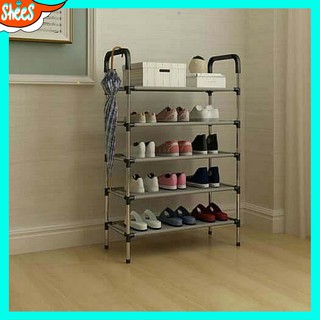  SHOE Rak  Sepatu Susun  5 TIER Portable Besi  Stainless 