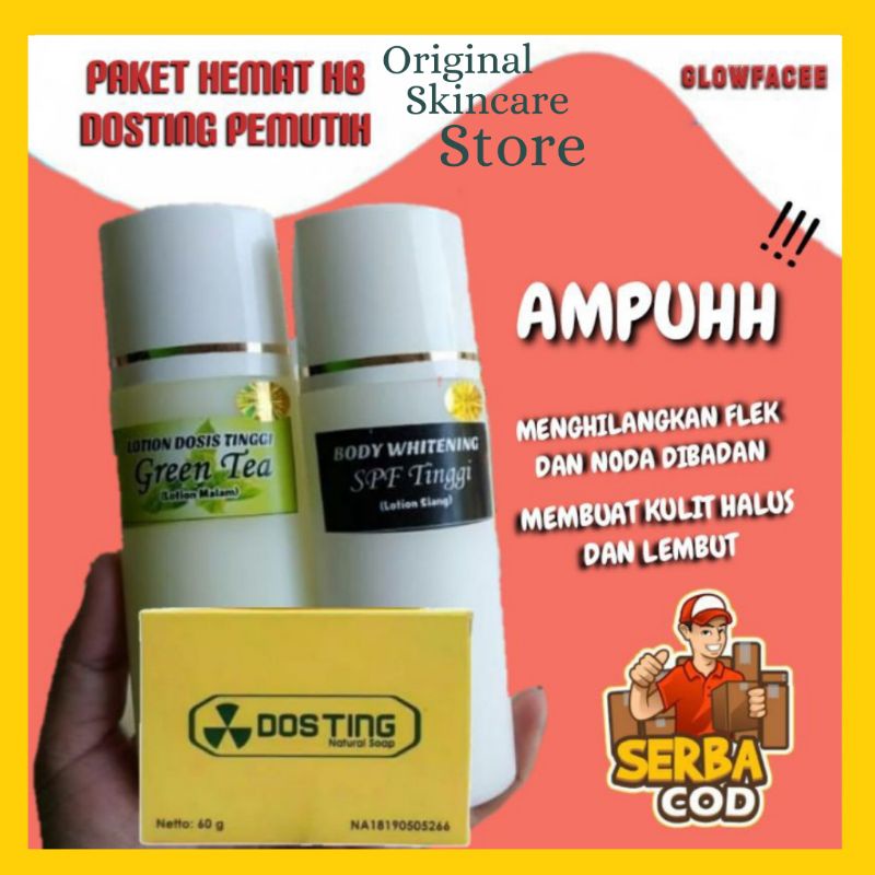 Paket Pemutih Badan Original BPOM AMPUH PERMANEN Kulit Tangan Lengan Kaki Leher Hanasui Body Caredos