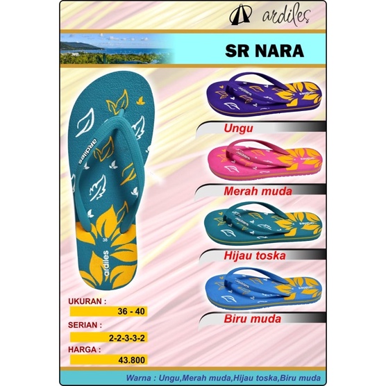 Sandal Jepit Wanita Ardiles Nara Sandal Jepit Pantai Motif Bunga Daun Terbaru