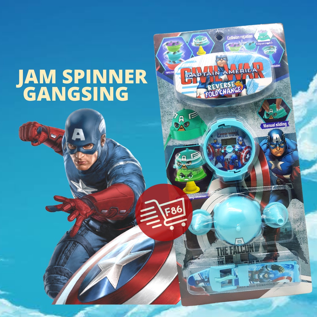 F86 JAM TANGAN ANAK MAINAN GANGSING SPINNER CUTE ROTARY WATCH - KARAKTER COWOK