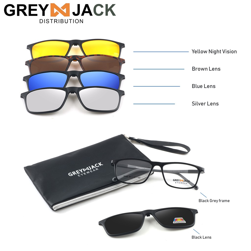 

Grey Jack Kacamata Clip on Pria dan Wanita free 5 lensa 6036