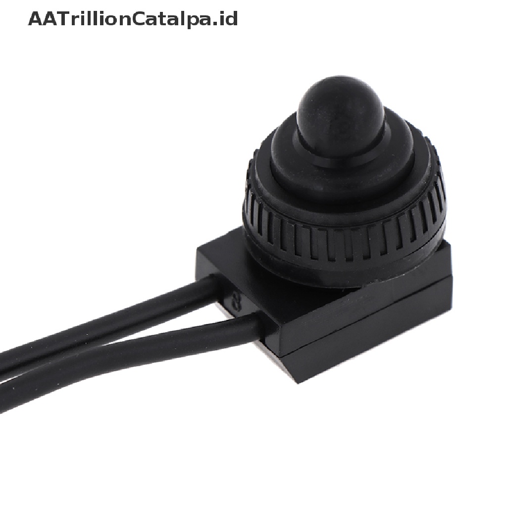 2pcs Saklar Tombol Tekan On-Off 12V Tahan Air Dengan Kabel Lead 4 &quot;Warna Hitam