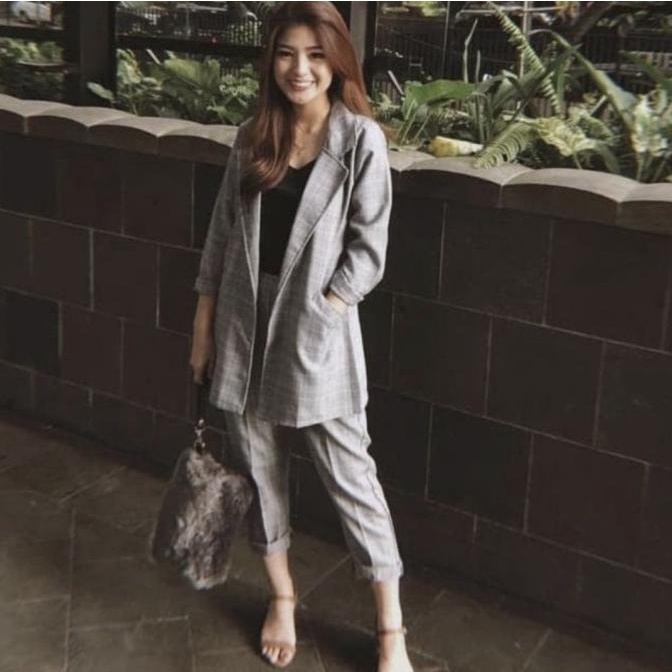 SET BLAZER ZARA SETELAN BLAZER KOTAK OUTER WANITA