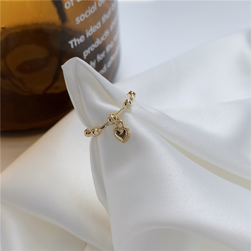 We Flower Baroque Gold Beaded Heart Charm Cincin Untuk Wanita Gadis Vintage Statement Ring Chic Finger Perhiasan Hadiah