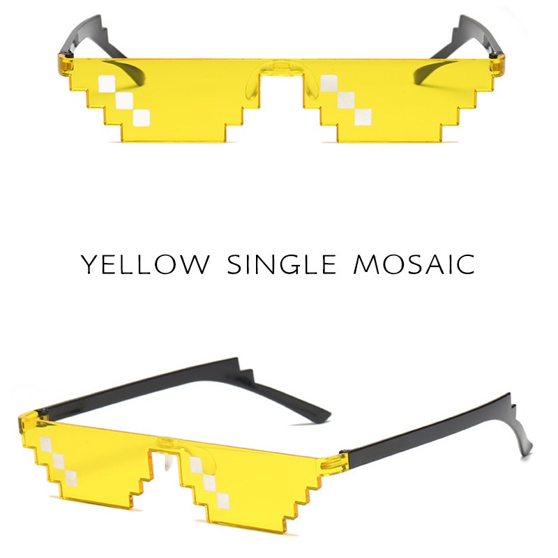 (YUZHU) Kacamata Hitam Wanita Model Jepang Pixel untuk Pesta / Cosplay Mosaic Sunglasses