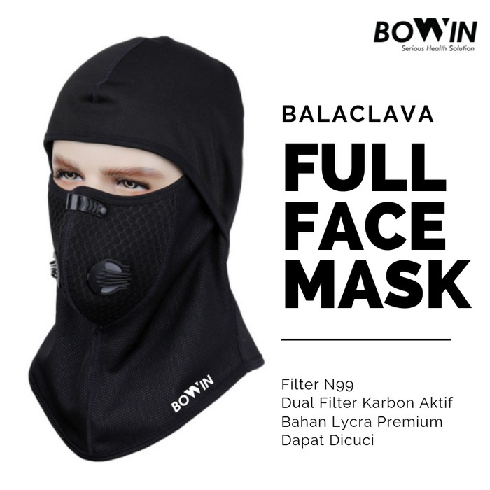 Bowin Masker Balaclava Full Face - Filter N99CV (Masker Motor - Ninja)