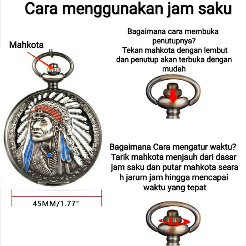 jam saku indian klasik unik free box cocok hadiah