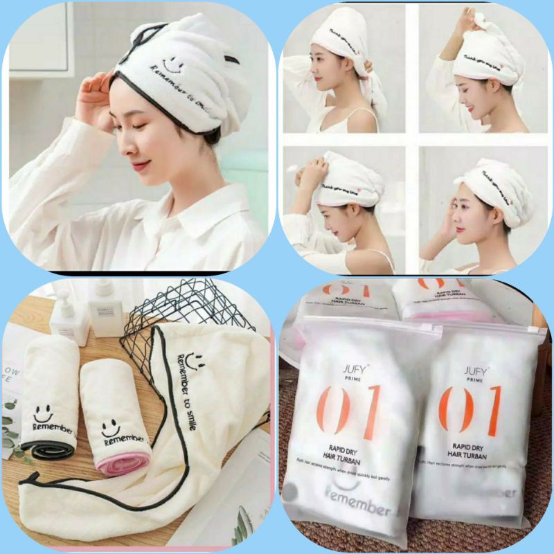 HANDUK TURBAN MICROFIBER - HANDUK KERAMAS CEPAT KERING MAGIC TOWEL RAPID DRY HAIR TURBAN