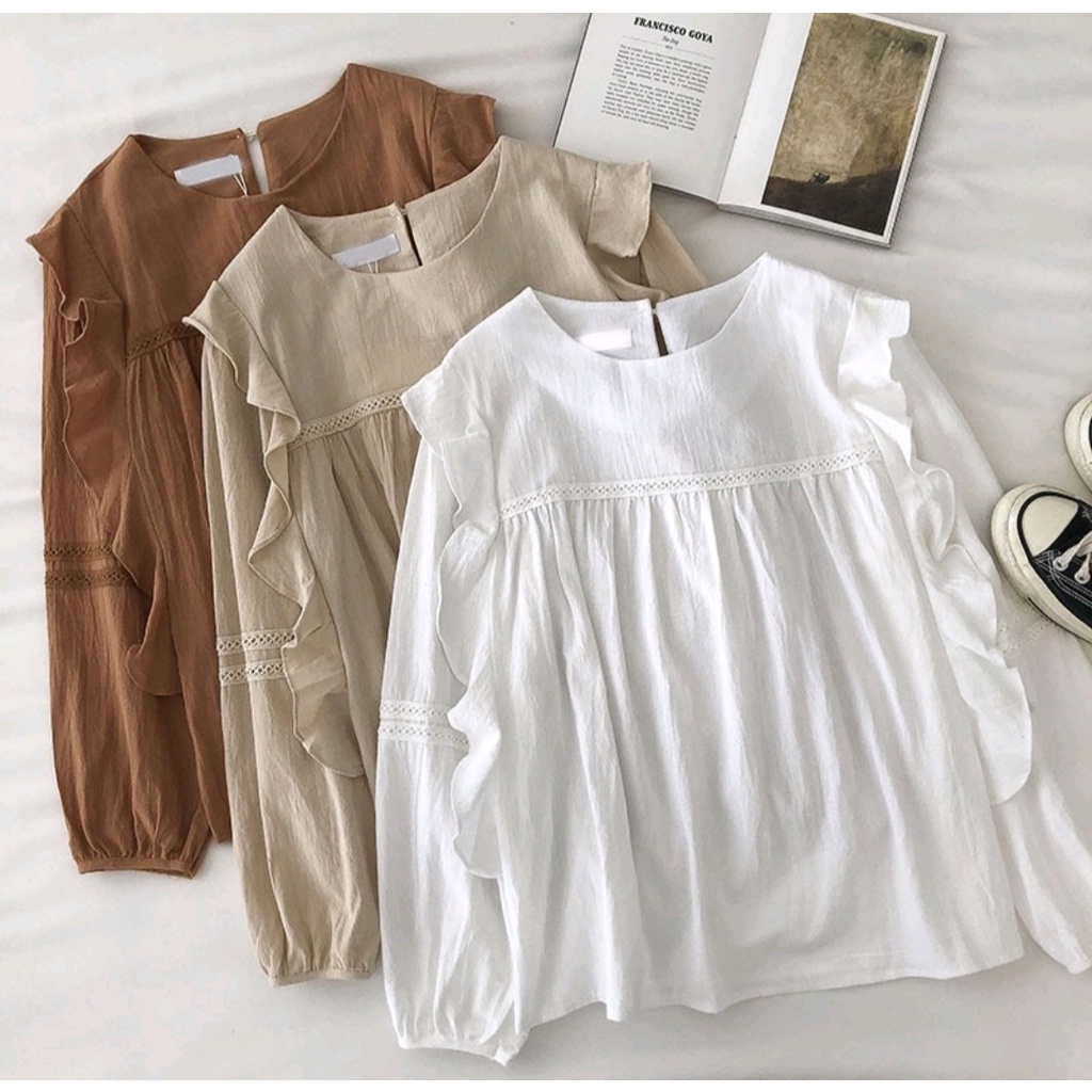 Blouse wanita jeju Blouse - saka blouse - atasan wanita - blouse korea - Korean style - Baju terlari