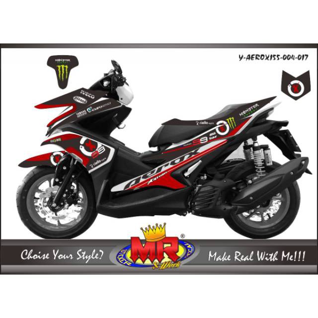 Decal Premium Aerox155 hitam merah Stiker Sticker Aerox 155 Lorenzo spec A