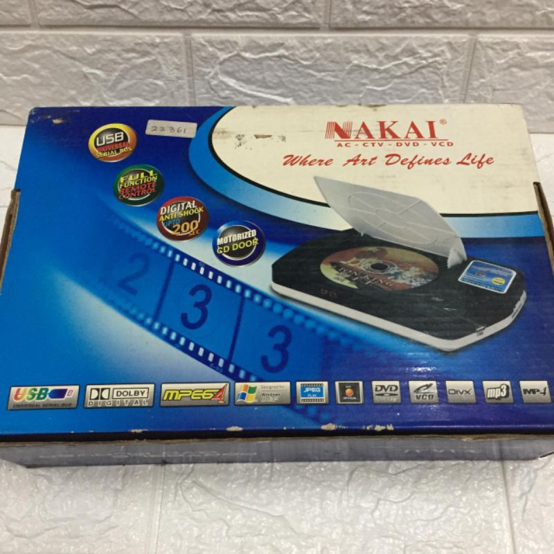 NAKAI DVD VCD MPEG4 MP3 MP4 CD JPEG PLAYER USB PORTABLE PEMUTAR MUSIK LAGU VIDEO FILM VINTAGE JADUL