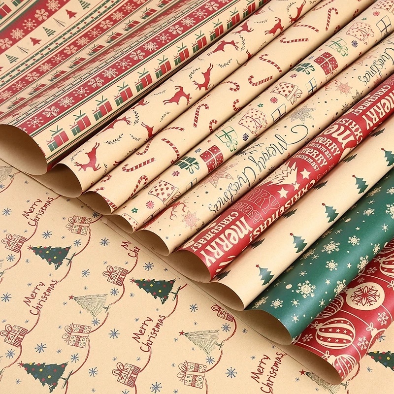 1 Pc Kertas Pembungkus Kado Motif Pohon Natal Ukuran 70x50cm Gaya Retro Untuk Dekorasi Pesta