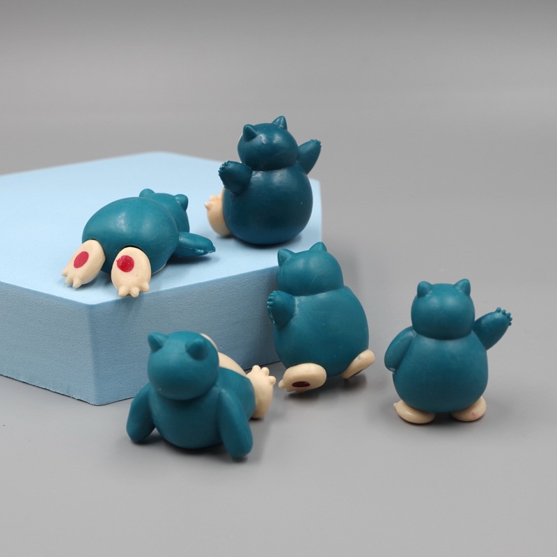 5pcs / Set Mainan Action Figure Model Snorlax Pokemon Catoon Bahan PVC Ukuran 3CM Untuk Hadiah Ulang Tahun Anak