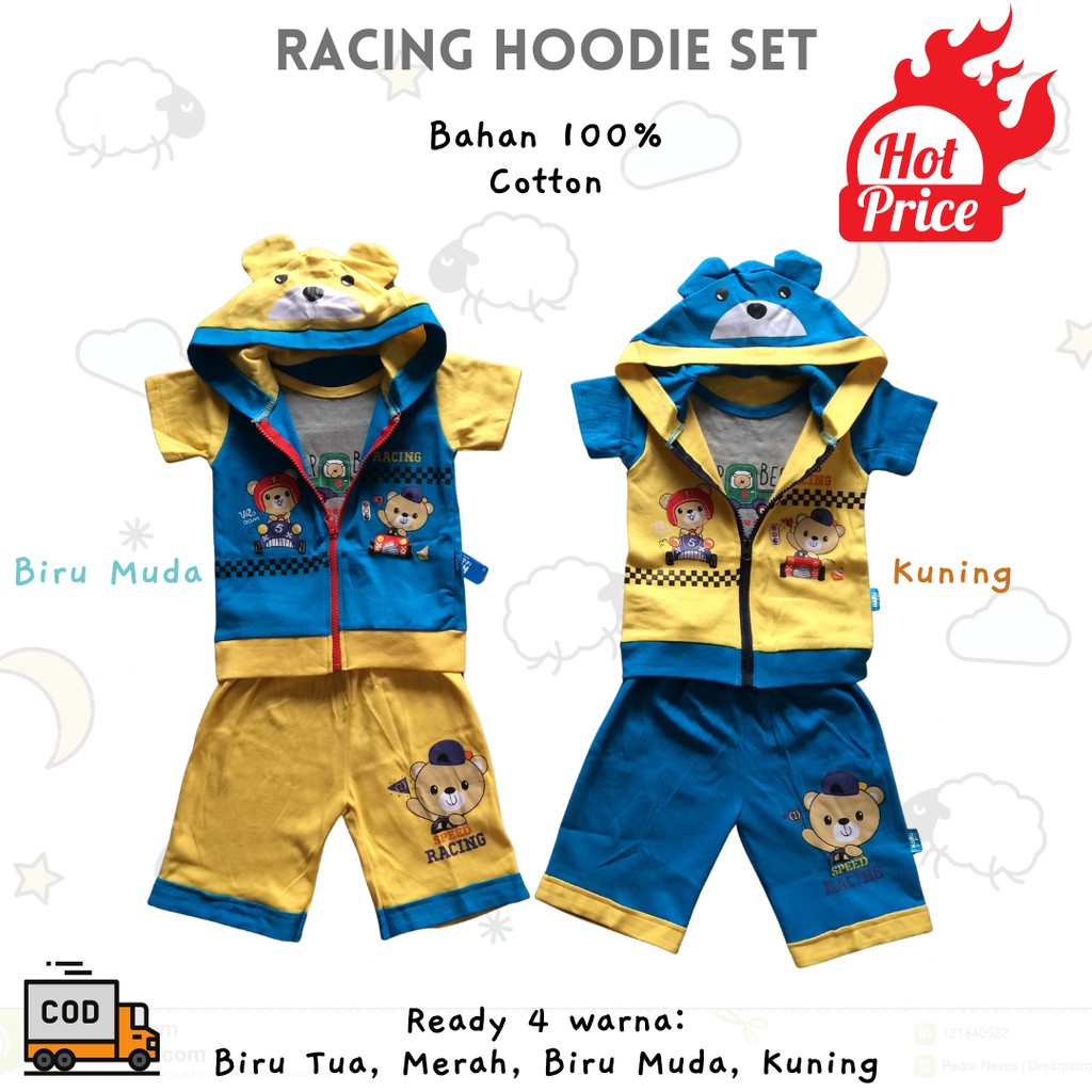 Setelan Himawari Racing Hoodie Set - Setelan Jaket Kaos Lengan Pendek Tebal Premium