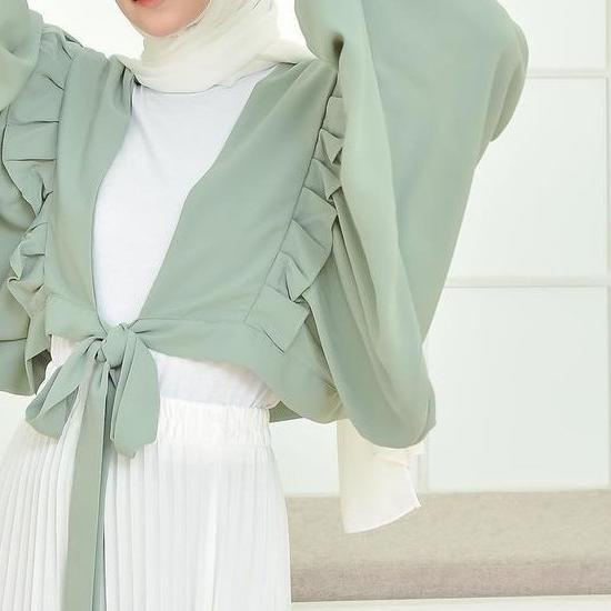 ✴ Baju Atasan Muslim Wanita Terbaru Classy Ruffle Crop Outer Rempel ☝
