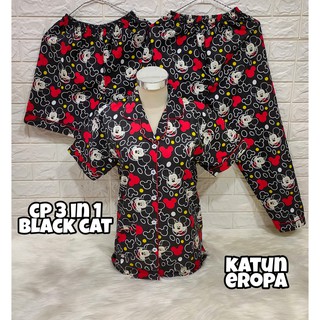 Piyama cp 3 in 1 dewasa katun eropa  motif karakter baju  