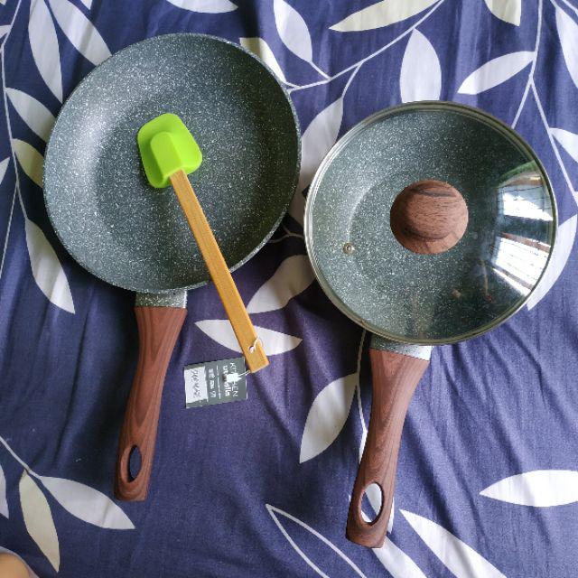 Fp0633 26cm Cypruz Fry Pan Kayu Marble Teflon Induksi