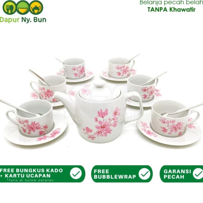 Zetta Teko Set Cantik / Cangkir Teh-Saucer Keramik&Sendok /Paket Gift