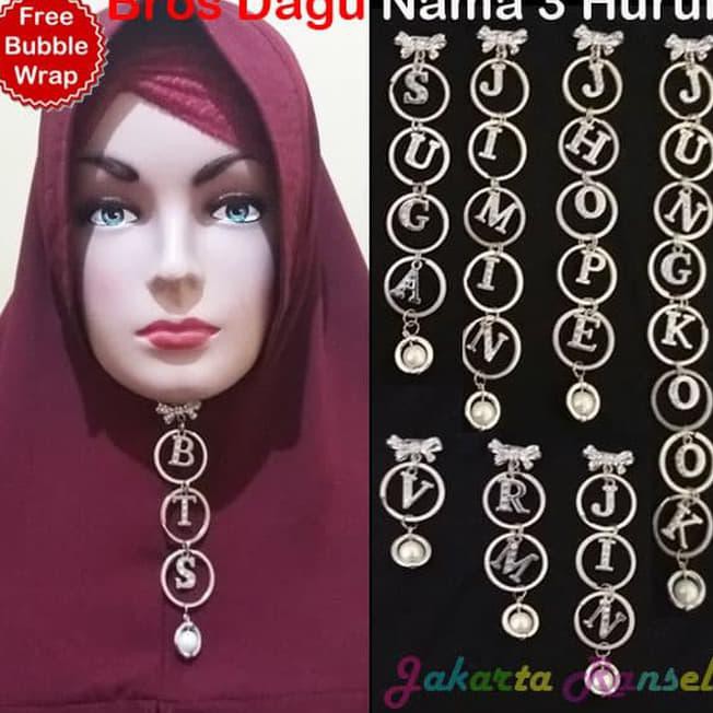 nd2t bros dagu nama 3 huruf aksesoris jilbab hijab juntai jurai brooch nama d7wo